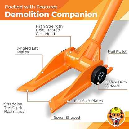 Gutster 60" Round Handle Demolition Bar - Ultimate Flooring/Hardwood Demolition Tool - Long Handle