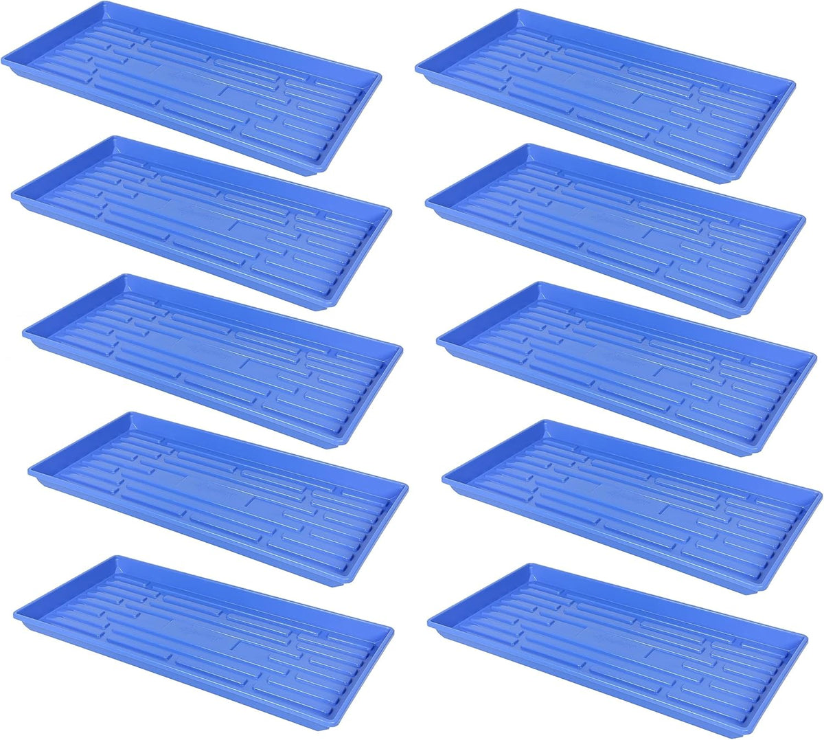 SUNPACK 10" x 20" Heavy Duty Shallow Plastic Seed Starting Tray, Blue, 1" (Pack of 10) - No