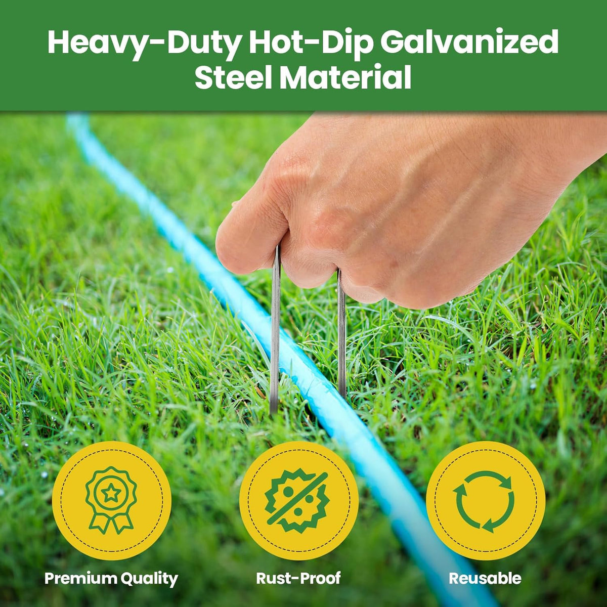 Landscape Staples 10 Inch 60 Pack, Garden Stakes Galvanized Garden Staples 11 Gauge, Plant Cover