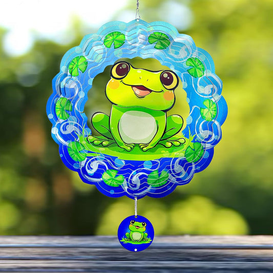 Frog Wind Spinner-3D Metal Hanging Wind Spinners, Perfect Ornament Gifts for Women/Men, 12 Inch