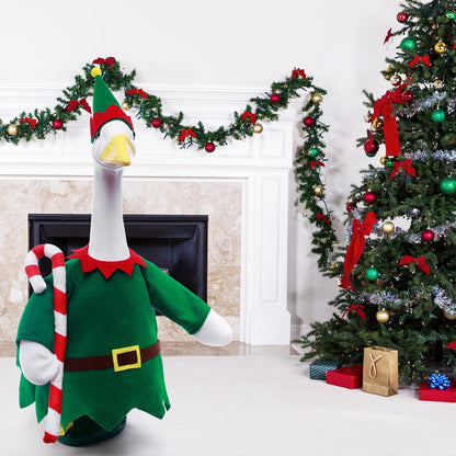 Christmas Toy Soldier Style Porch Goose Outfits,2 Pcs/Set Goose Clothes with Pointed Hat and Candy