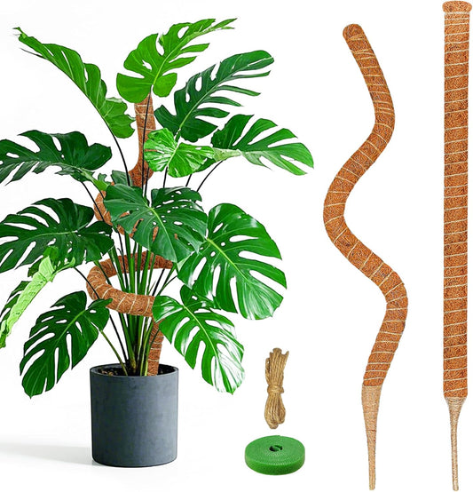 2 Pack 28 Inch Moss Pole Monstera Plant Support, Coir Moss Poles for Climbing Indoor Plants