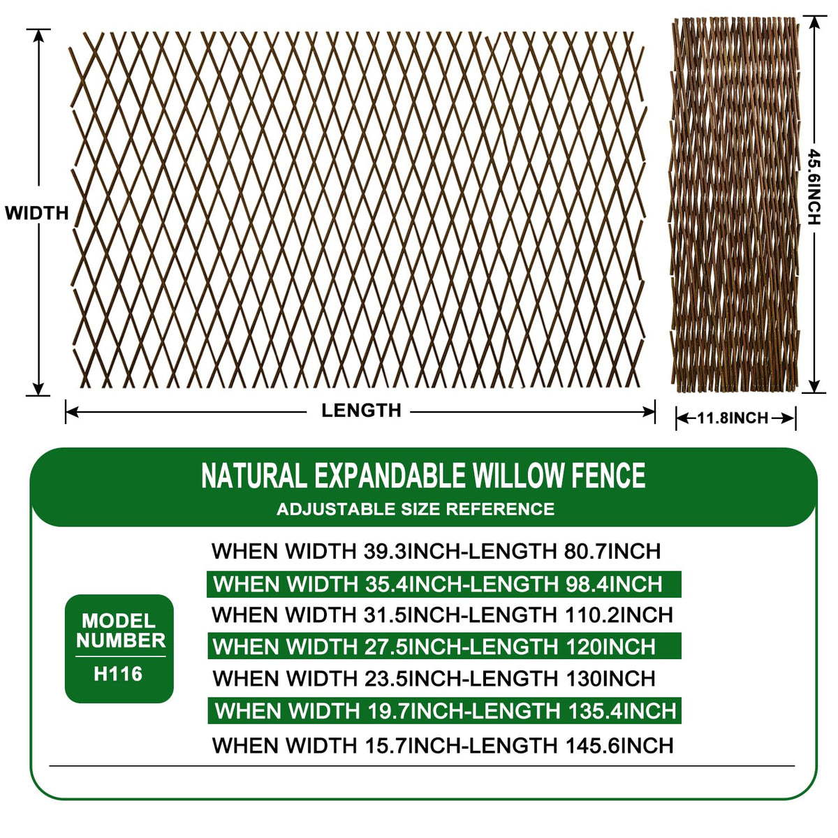 Expandable Garden Trellis Plant Support Willow Lattice Fence Panel for Climbing Plants Vine Ivy
