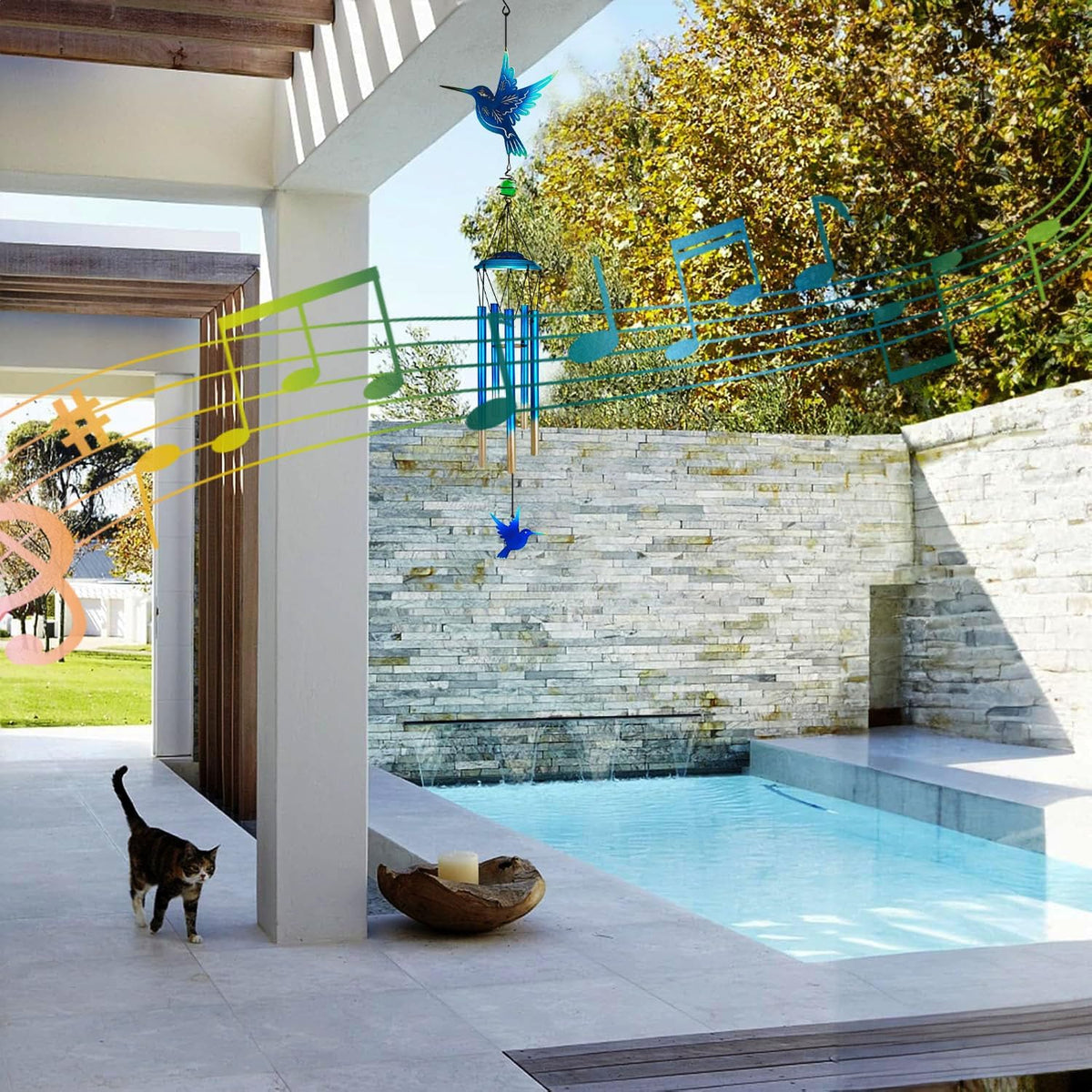 Outdoor Wind Chimes Hummingbird Metal WindChimes Gift for Outside/Indoors, Home, Lawn, Porch