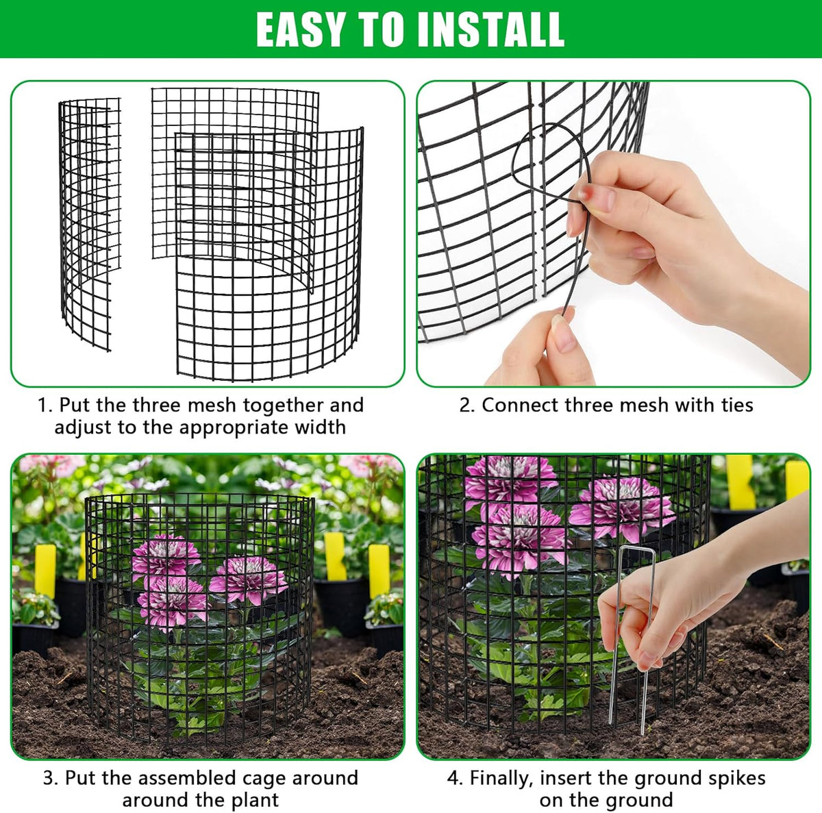 5 Pack Plant Protector from Animals, 13x12 inch Wire Plant Cages Mesh Plant Cage Garden Plant