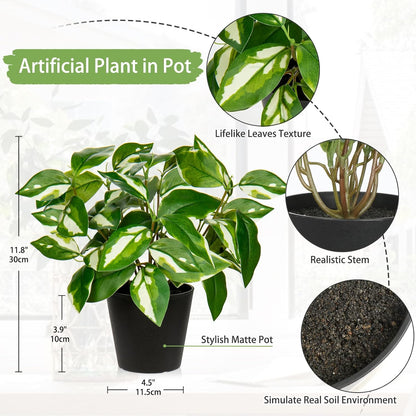 Artificial Plants Indoor Small Fake Plants in Pots Faux Pothos N‘ Joy Potted Plant Fake Indoor