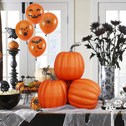 Artmag 6 Inch Large Artificial Pumpkins, 4PCS Big Orange Faux Foam Harvest Pumpkins for Fall Autumn