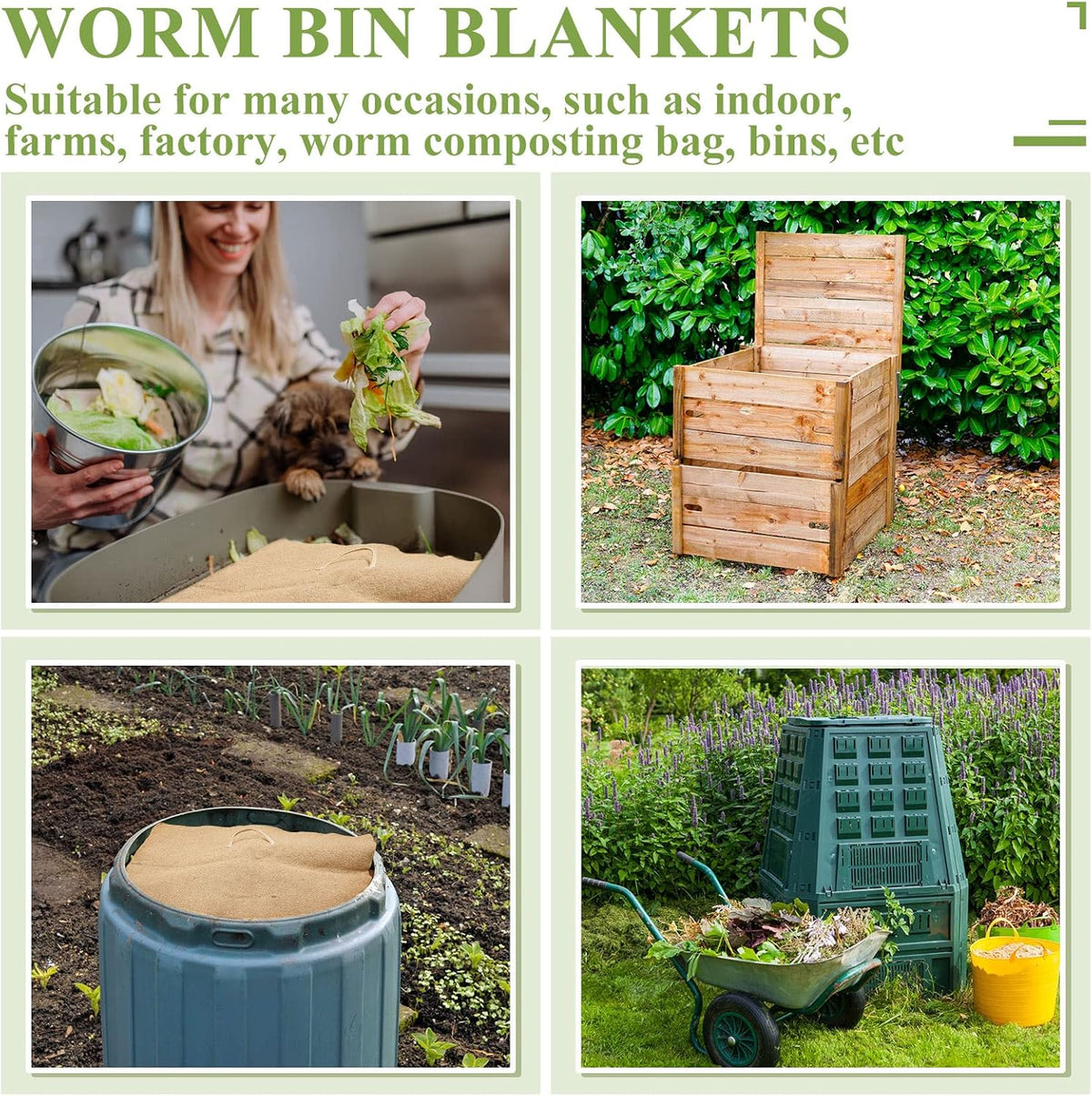 Zubebe 8 Pcs 2 ft x 2ft Worm Blanket Farm Kit Worm Bin Blanket Worms for Composting Fits Many Bin