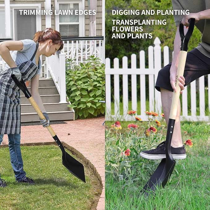 Flat Shovel,Transfer Shovel with D Handel and Heavy Duty Square Head for