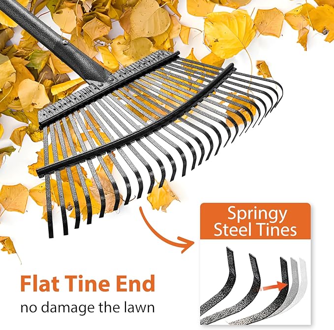 Rake for Leaves Heavy Duty, Large Garden Leaf Rakes for Lawns, 65 Inch Gardening Rake with