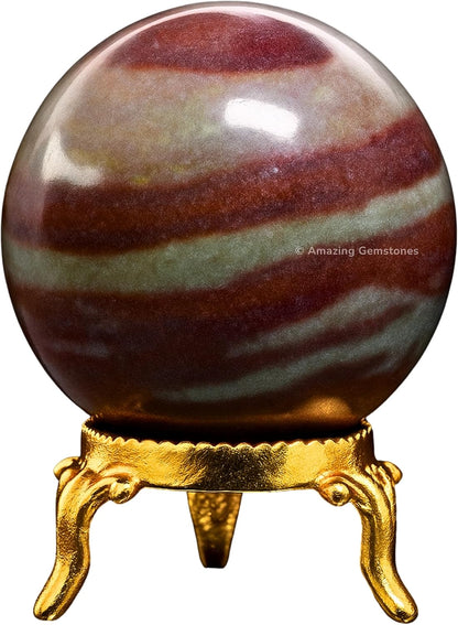 Amazing Gemstone Narmada Shiva Lingam Crystal Ball with Stand - 2" Inches Crystal Sphere Meditation