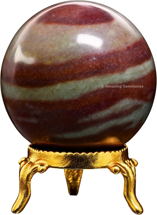 Amazing Gemstone Narmada Shiva Lingam Crystal Ball with Stand - 2" Inches Crystal Sphere Meditation