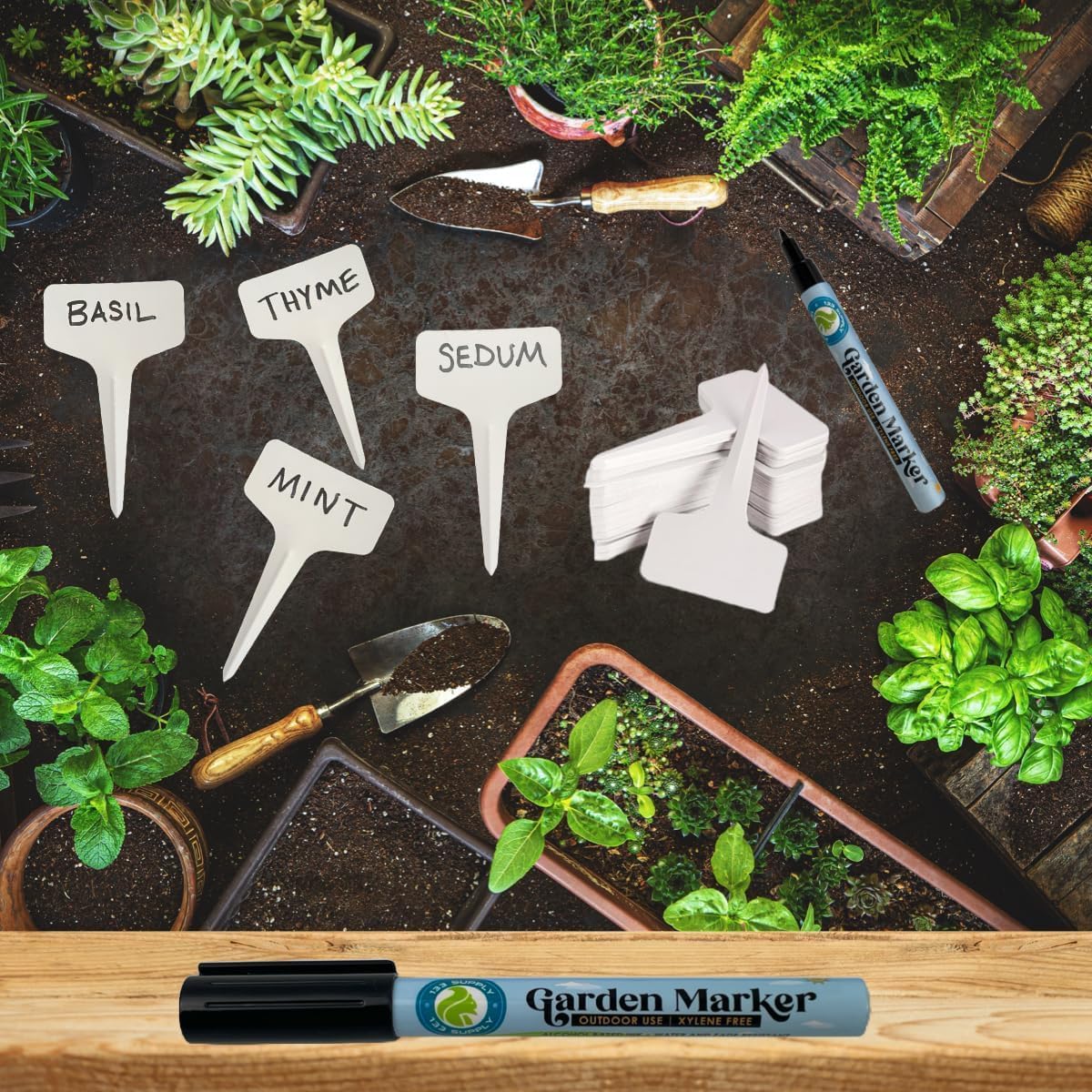 100 T-Type Plastic Plant Labels (Garden Markers Waterproof Signs for Outdoor Plant Tags Plant