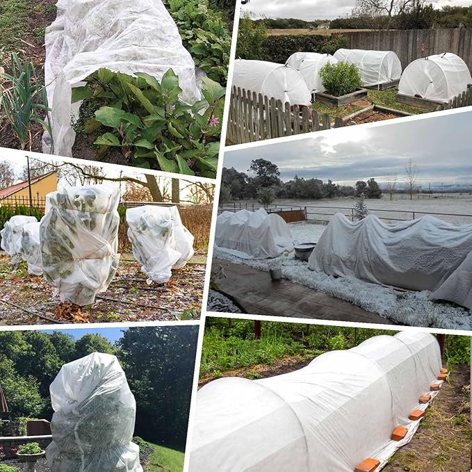 KLEWEE Plant Covers Freeze Protection 10 x 50 Ft, 1.05 oz/yd² Thicker Frost Cloth Plant Freeze