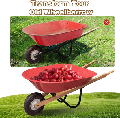 Wheelbarrow Handles Replacement Kit - Heavy Duty Pine Wood Wheelbarrow Replacement Handles - Fits
