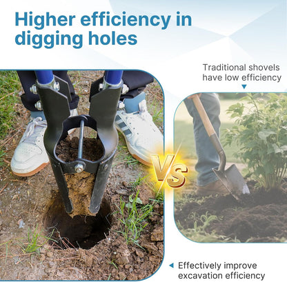 Heavy Duty Post Hole Digger for Fence Posts - Hole Digger with Fiberglass Handle, Durable Soil
