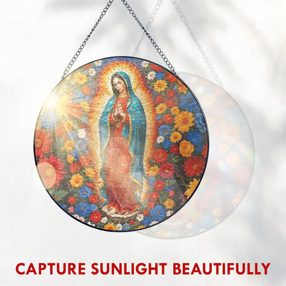 FLAGWIX Christmas Christian Gifts for Women - Virgen De Guadalupe Stained Glass Window Hanging 10