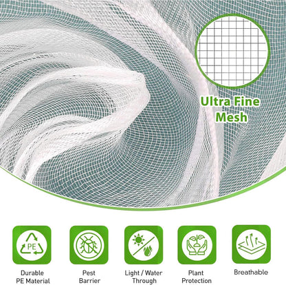 7.3×6Ft Fruit Tree Netting Cover with Drawstring/Zipper- Bird Garden Mesh Netting Protect Tomato