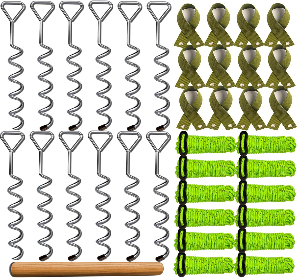 37pcs 12sets Heavy Duty Tree Stakes and Supports for Young Trees 16" Straightening Kit Metal Spiral