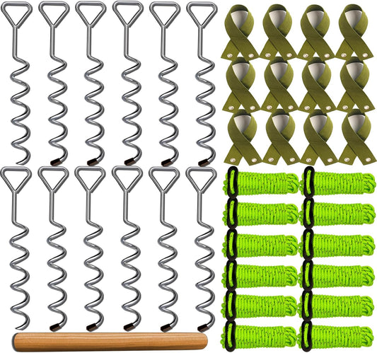 37pcs 12sets Heavy Duty Tree Stakes and Supports for Young Trees 16" Straightening Kit Metal Spiral