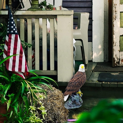 Garden Decor Sculptures Statues Outdoor, Stunning Bald Eagle Stand on Stone Christmas Animal