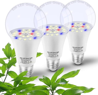 Grow Light Bulbs for Indoor Plants Full Spectrum,E26 A19 Grow LED Lamp Bulb 10W with Balanced