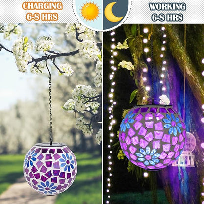 Solar Hanging Lantern Solar Outdoor Lanterns Mosaic Gazing Ball Outdoor Hanging Lights Outdoor