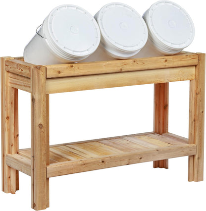 Greenes Fence Three Bucket Cedar Storage with Shelf, 44 in. x 16 in. x 30 in. - Made in USA with