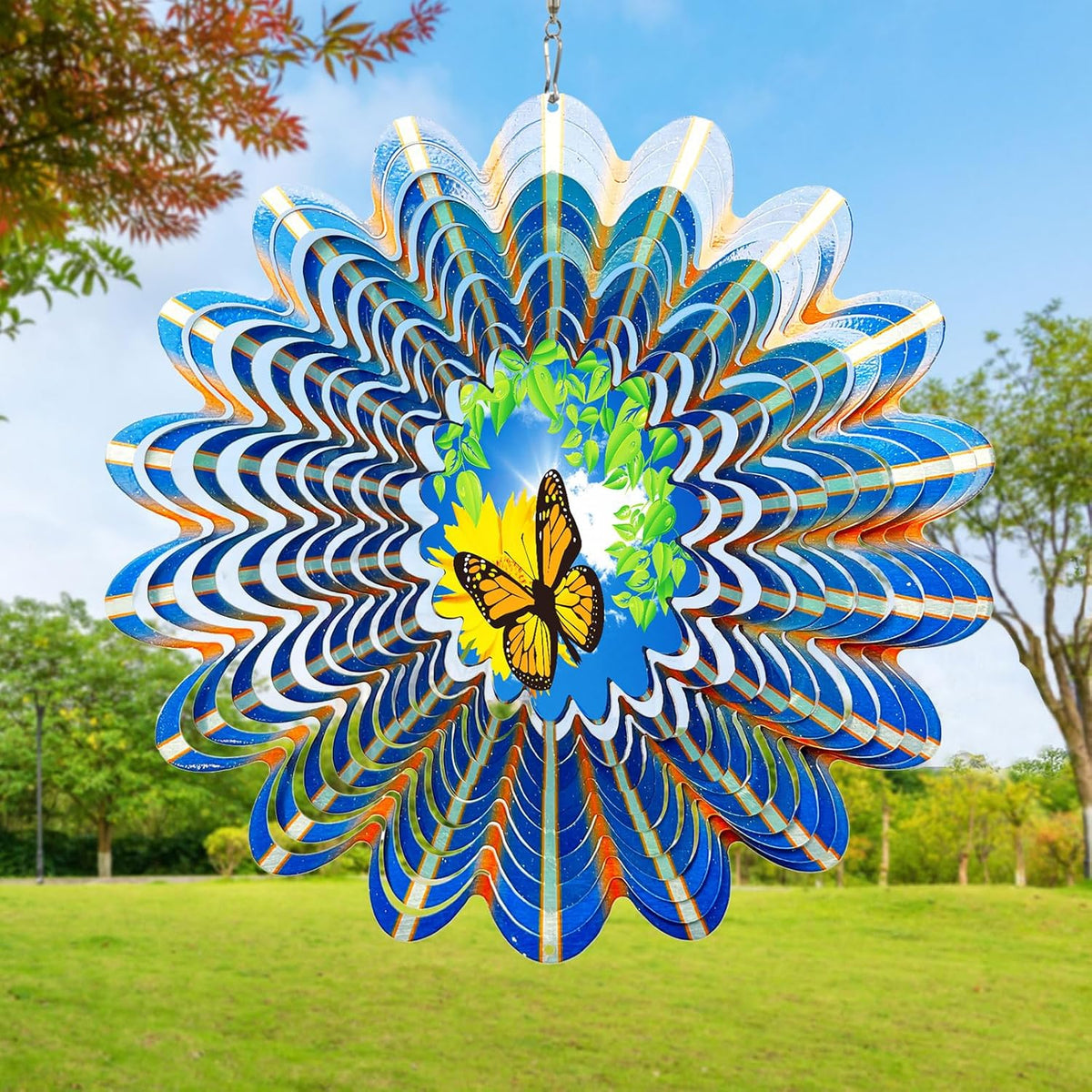 Animated Butterfly Wind Spinner | Stainless Steel Kinetic Wind Spinners 3D Hanging Sculpture