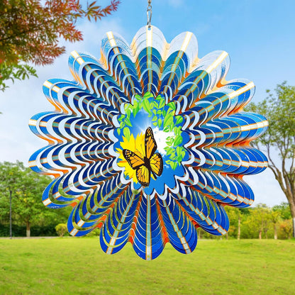 Animated Butterfly Wind Spinner | Stainless Steel Kinetic Wind Spinners 3D Hanging Sculpture