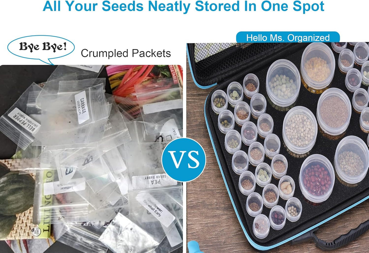 48 Slots Seed Storage Organizer Box, Garden Vegetable Plant Flower Seeds Saving kit with Write