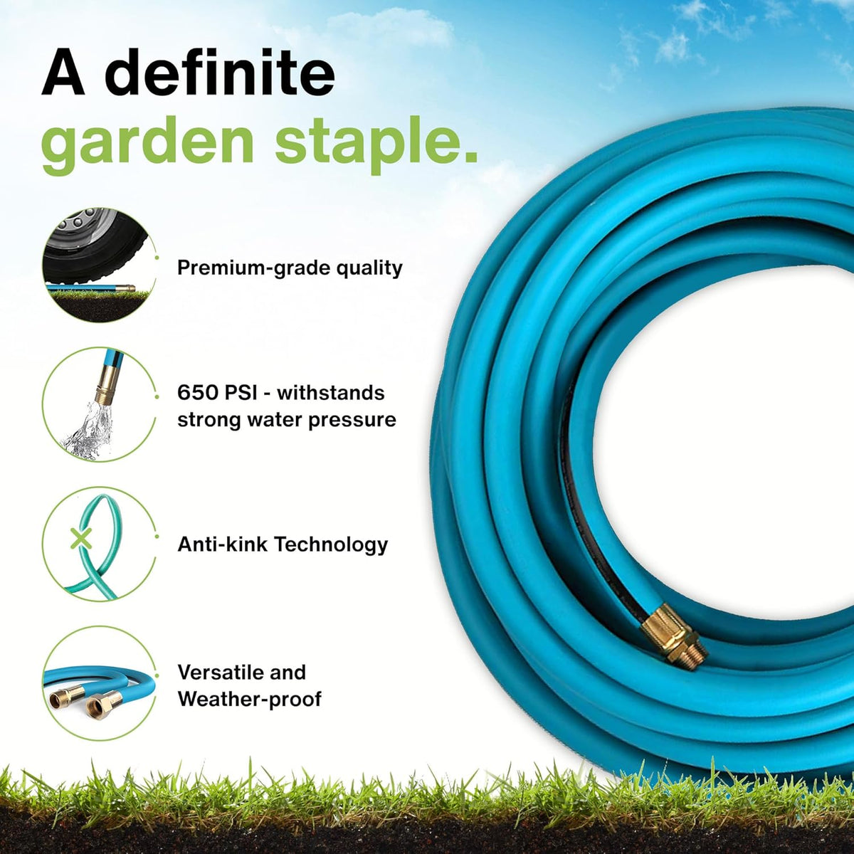 Aeromixer THE HOSE - 3/4 Inch Garden Hose 25Ft, Kinkless Commercial Garden Hoses, Heavy Duty
