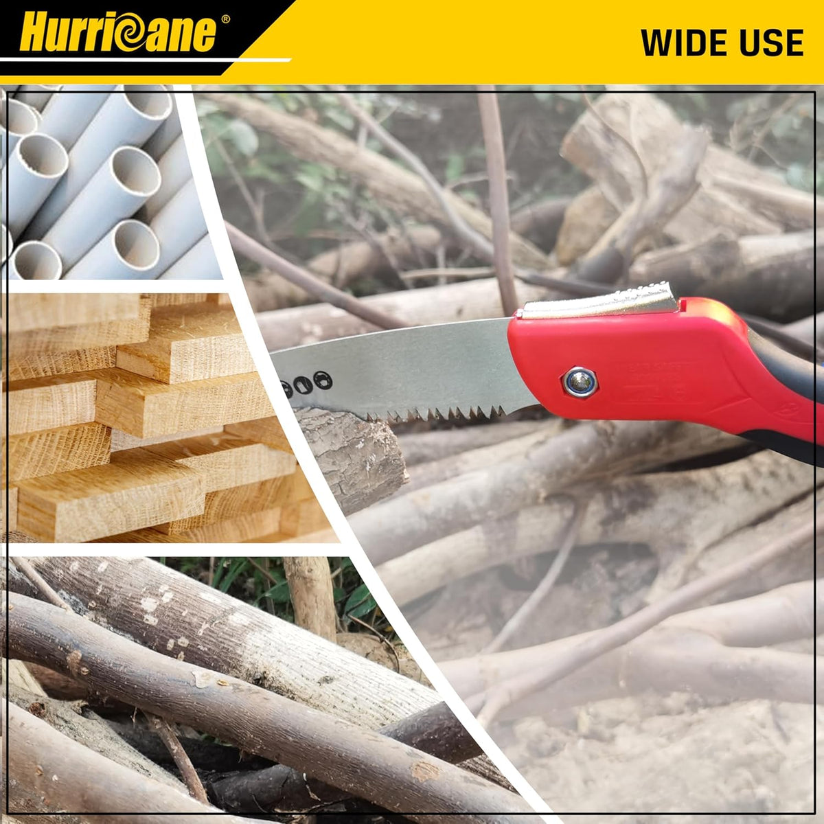 HURRICANE Folding Hand Saw, 10 Inch Pruning Saw, Hand Saw for Wood Cutting, Camping Tree Saw with