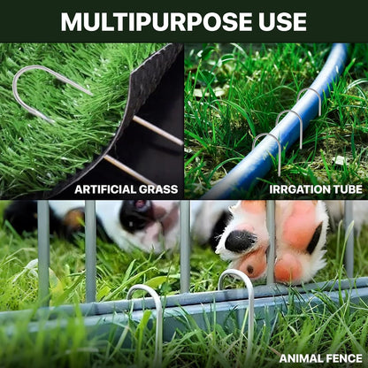 U Shaped Landscape Garden Staples 4 Inch 40 Pack Updated 11Gauge Irrigation Stakes Galvanized