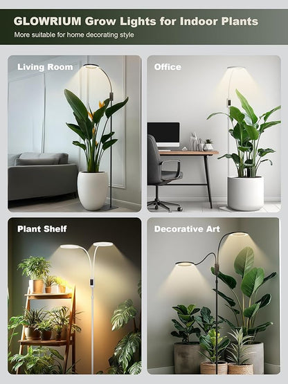 GLOWRIUM Smart Grow Lights for Indoor Plants, 48W Full Spectrum Plant Lights, Bluetooth App &