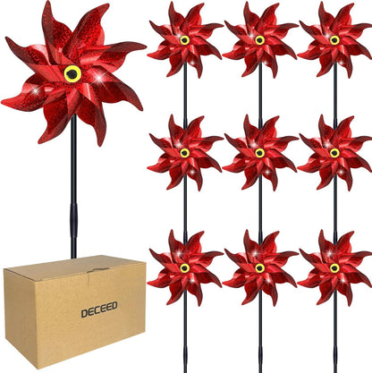10 PCS Reflective Pinwheels for Yard and Garden Bird Devices Pre-Installed Sparkly Wind Spinner