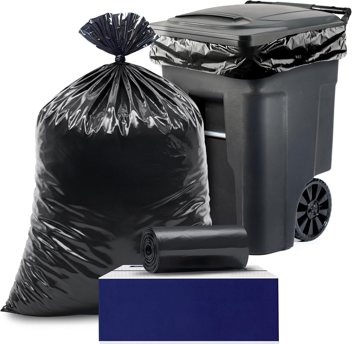 Plasticplace 95-96 Gallon Heavy Duty Black Trash Bags - Contractor Grade, Extra Large Garbage Bags