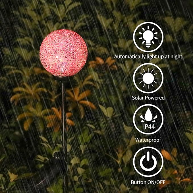 VCUTEKA Solar Garden Lights - Mosaic Solar Lights Outdoor Decor Pathway Light Waterpoof LED Stake