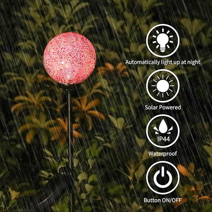 VCUTEKA Solar Garden Lights - Mosaic Solar Lights Outdoor Decor Pathway Light Waterpoof LED Stake