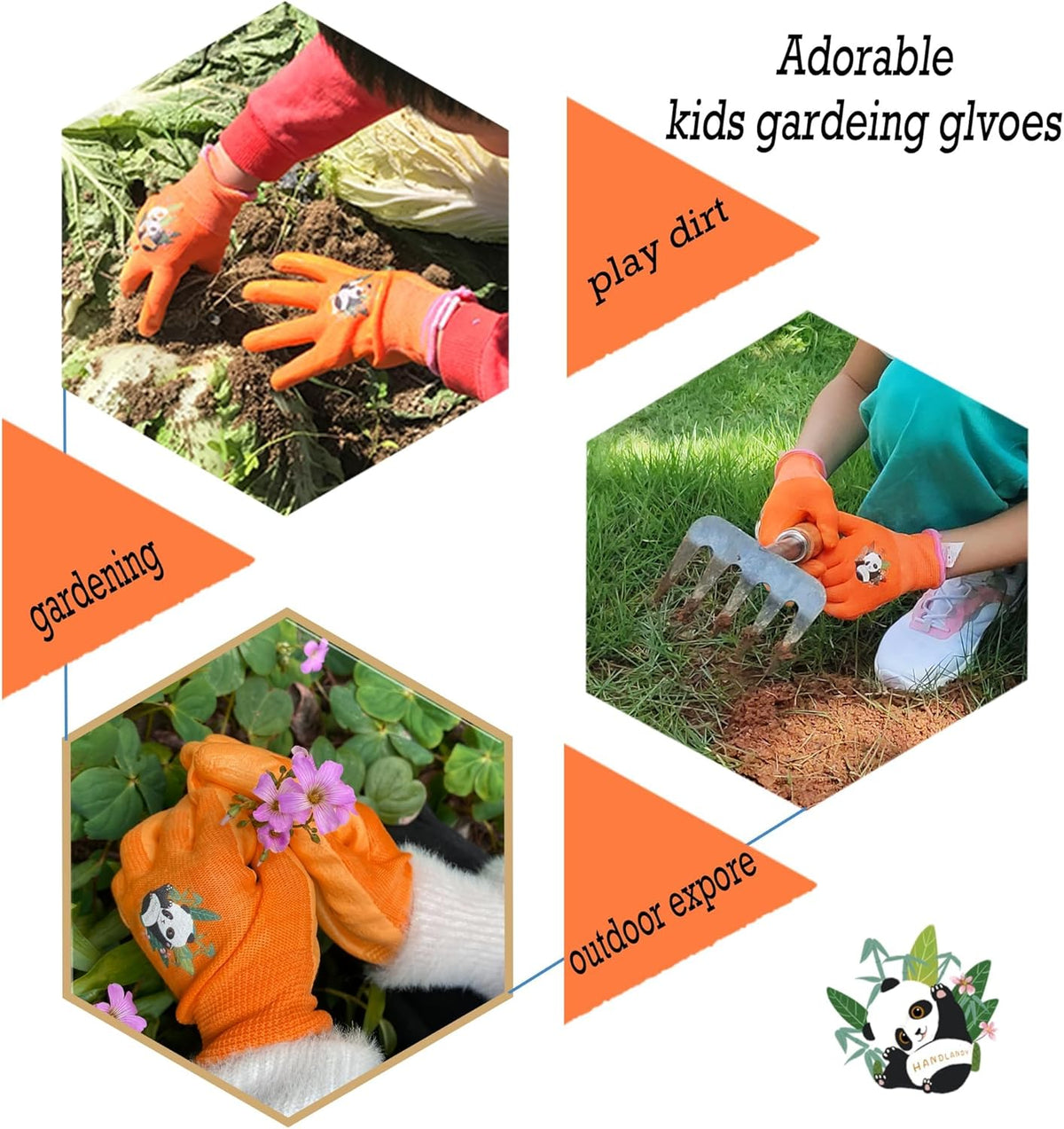 HANDLANDY 2 Pairs Kids Gardening Gloves, Toddler Children Garden Yard Work Outdoor Playing Gloves
