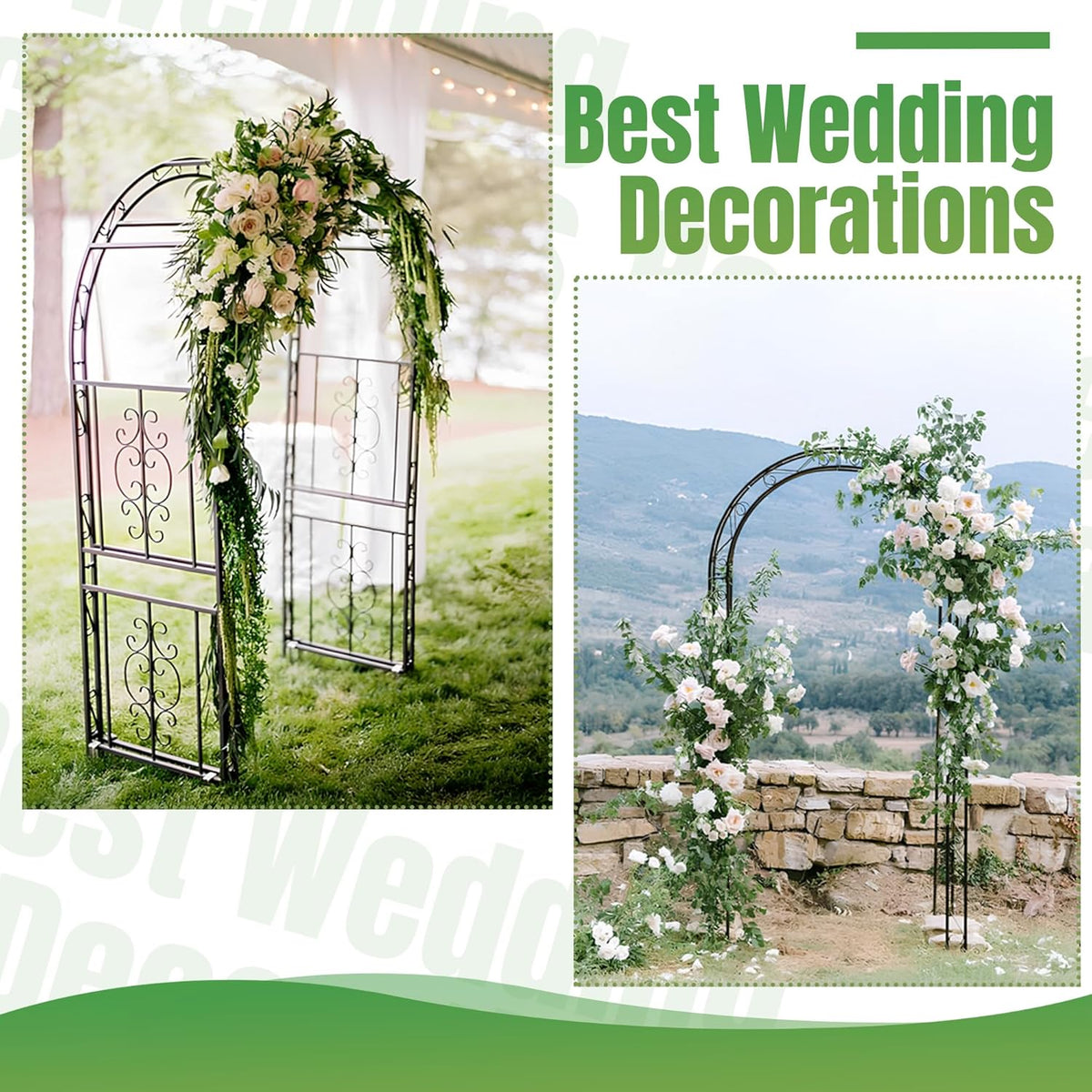 7FT Black Garden Arbor Trellis, Outdoor Metal Garden Arch for Climbing Plants Flowers Vines, Metal