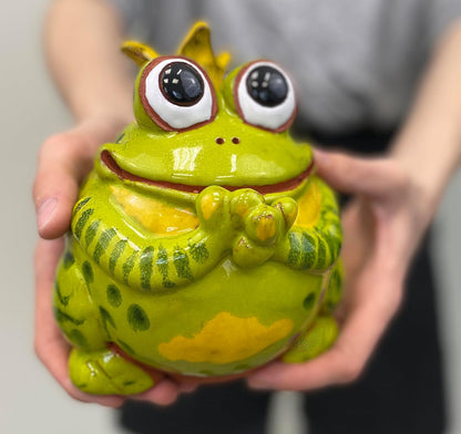 Ceramic Garden Decor - Frog Lawn Stake - Outdoor Statue - Perfect, Unique Gifts for Gardeners