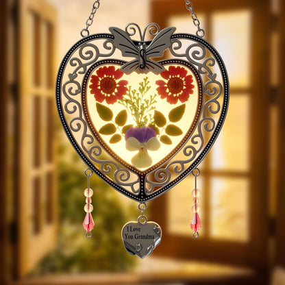 KY&BOSAM Tree of Life Heart Suncatcher I Love You Grandma Butterfly Hangings for Windows Suncatcher