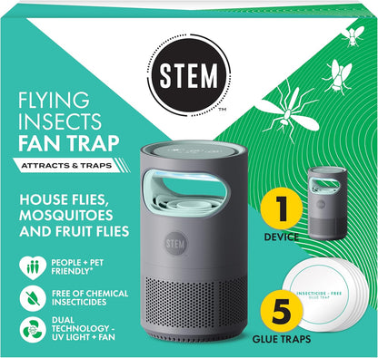 STEM Flying Insect Fan Trap for Indoor Bug Control, Attracts Mosquitoes, Fruit Flies, and House