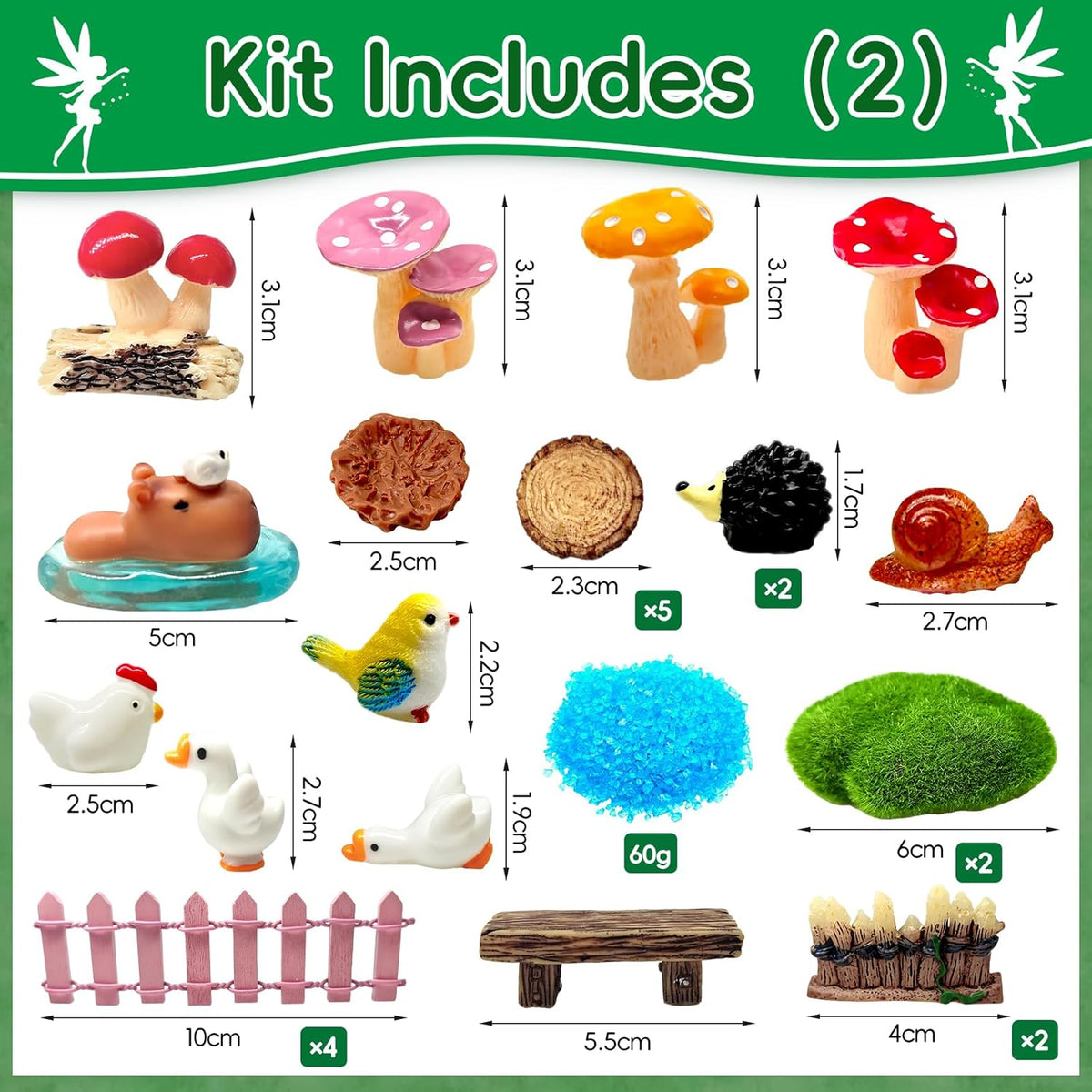 114 Pcs Miniature Fairy Garden Accessories Kit Resin Elves Animal Figurines Decor Micro Landscape