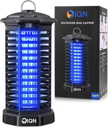 Bug Zapper Outdoor, Plug in Electric Mosquito Fly Zapper w/ 15W Light & 4200V Grid & on/Off Switch