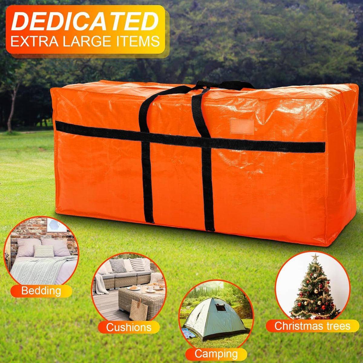 6 Pcs 66 Gallon Large Moving Bags with Zipper and Handles Foldable Storage Duffle Bags Heavy Duty