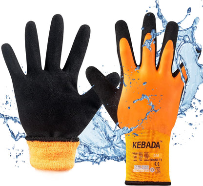 Kebada T1 Waterproof Winter Work Gloves for Men and Women,Insulated Work Gloves for Men Cold