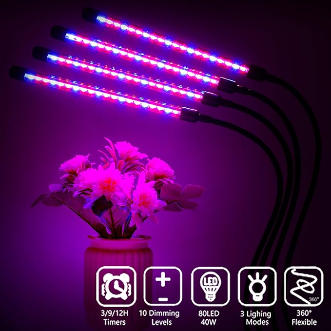 Plant Grow Lights for Indoor Plants Full Spectrum,80 LED Plant Lights for Indoor Growing with