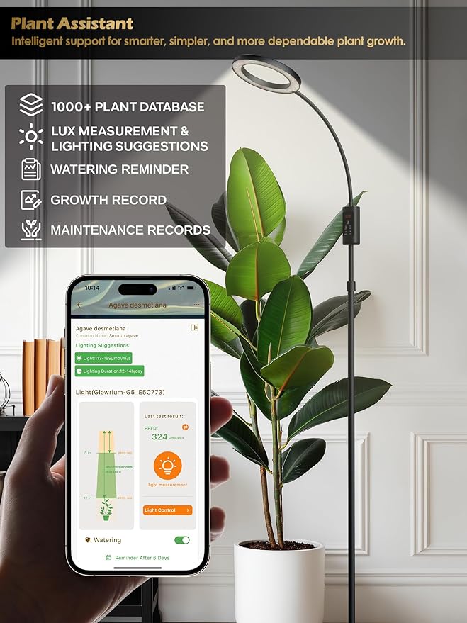 Smart Grow Lights for Indoor Plants,24W Plant Light with Auto-Timer,Full Spectrum LED Grow Light